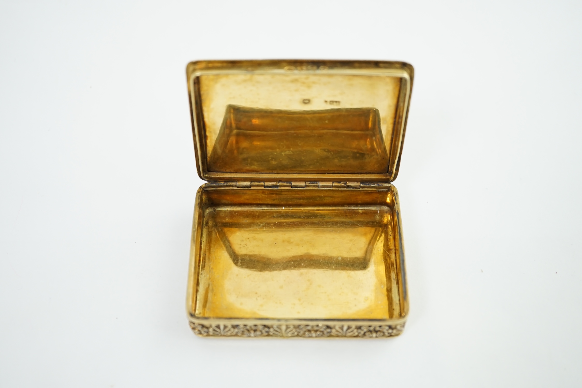 A George III silver gilt rectangular snuff box, by William Parker